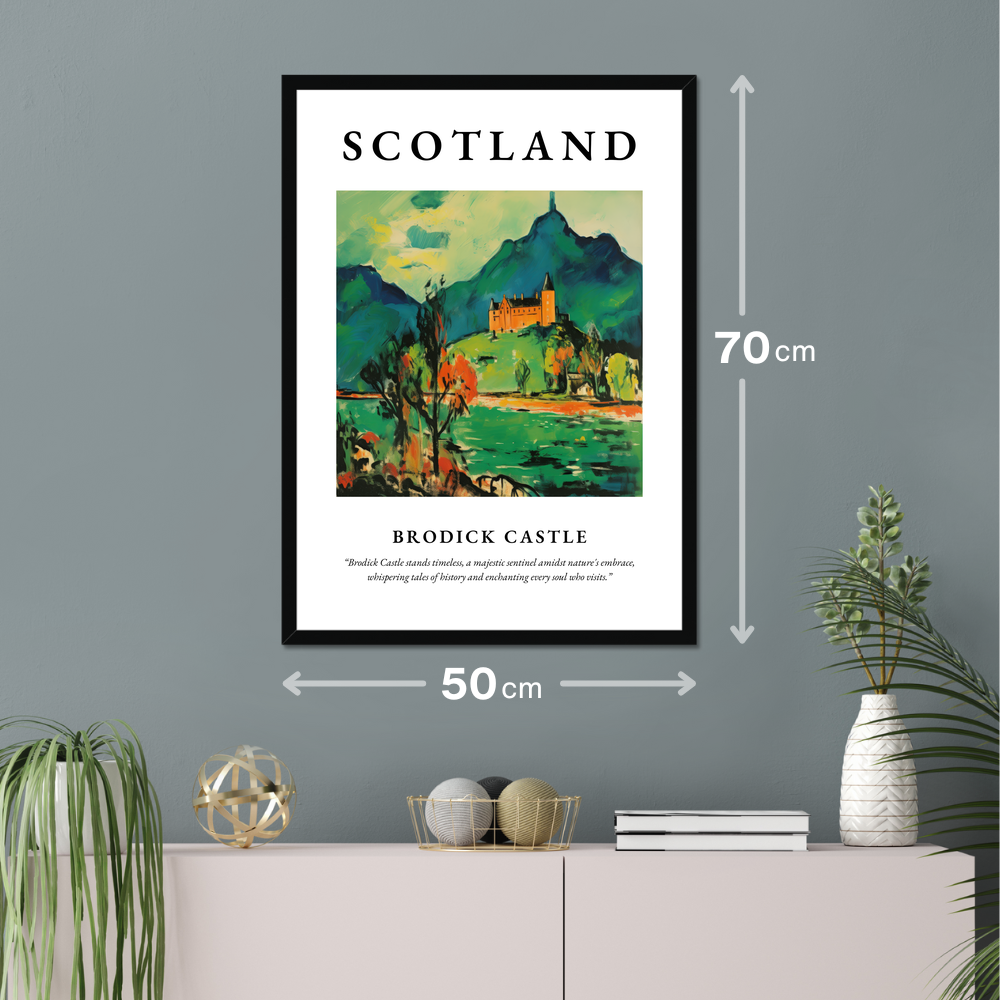 Poster of Brodick Castle hanging on a wall