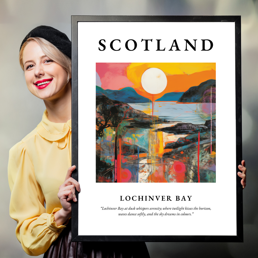 Person holding a poster of Lochinver Bay