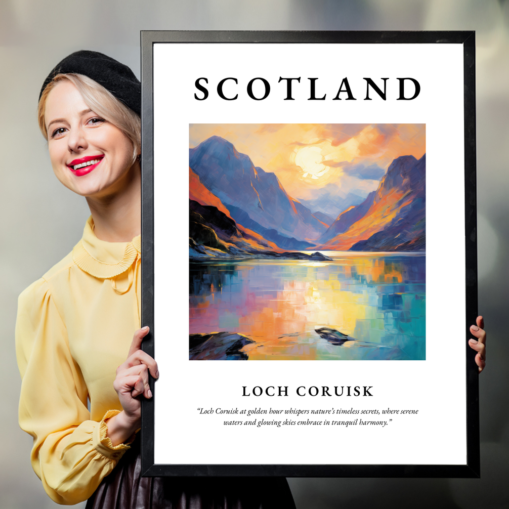 Person holding a poster of Loch Coruisk