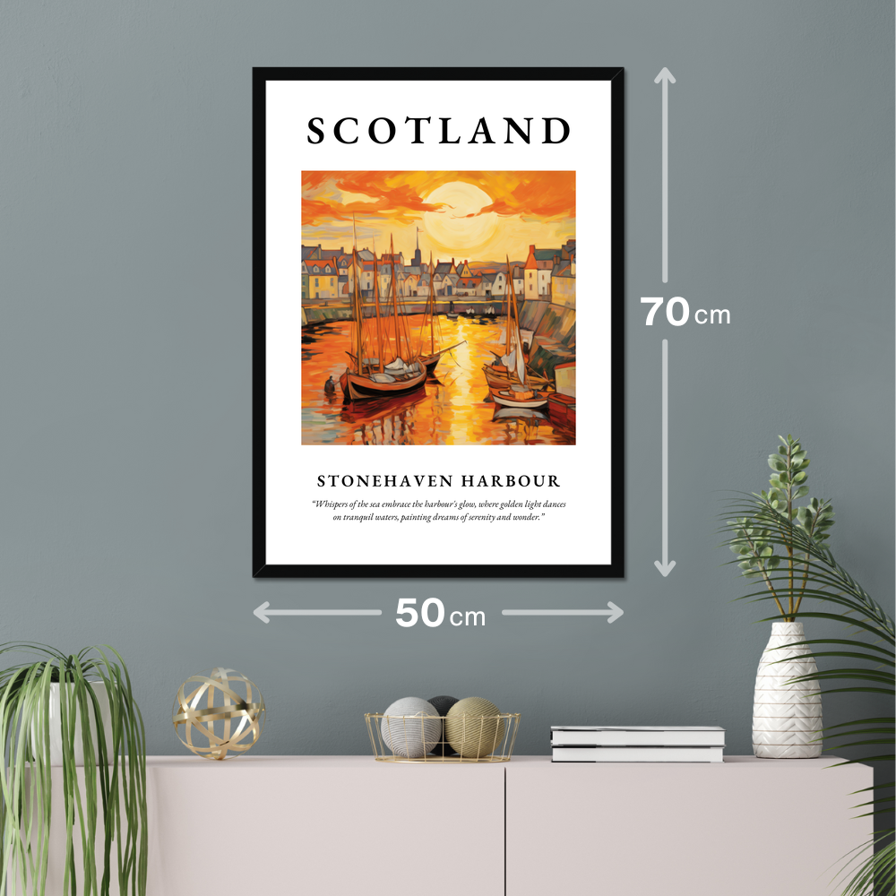 Poster of Stonehaven Harbour hanging on a wall