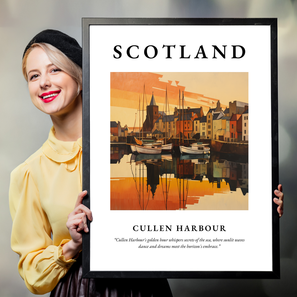 Person holding a poster of Cullen Harbour