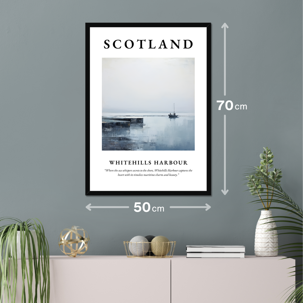 Poster of Whitehills Harbour hanging on a wall