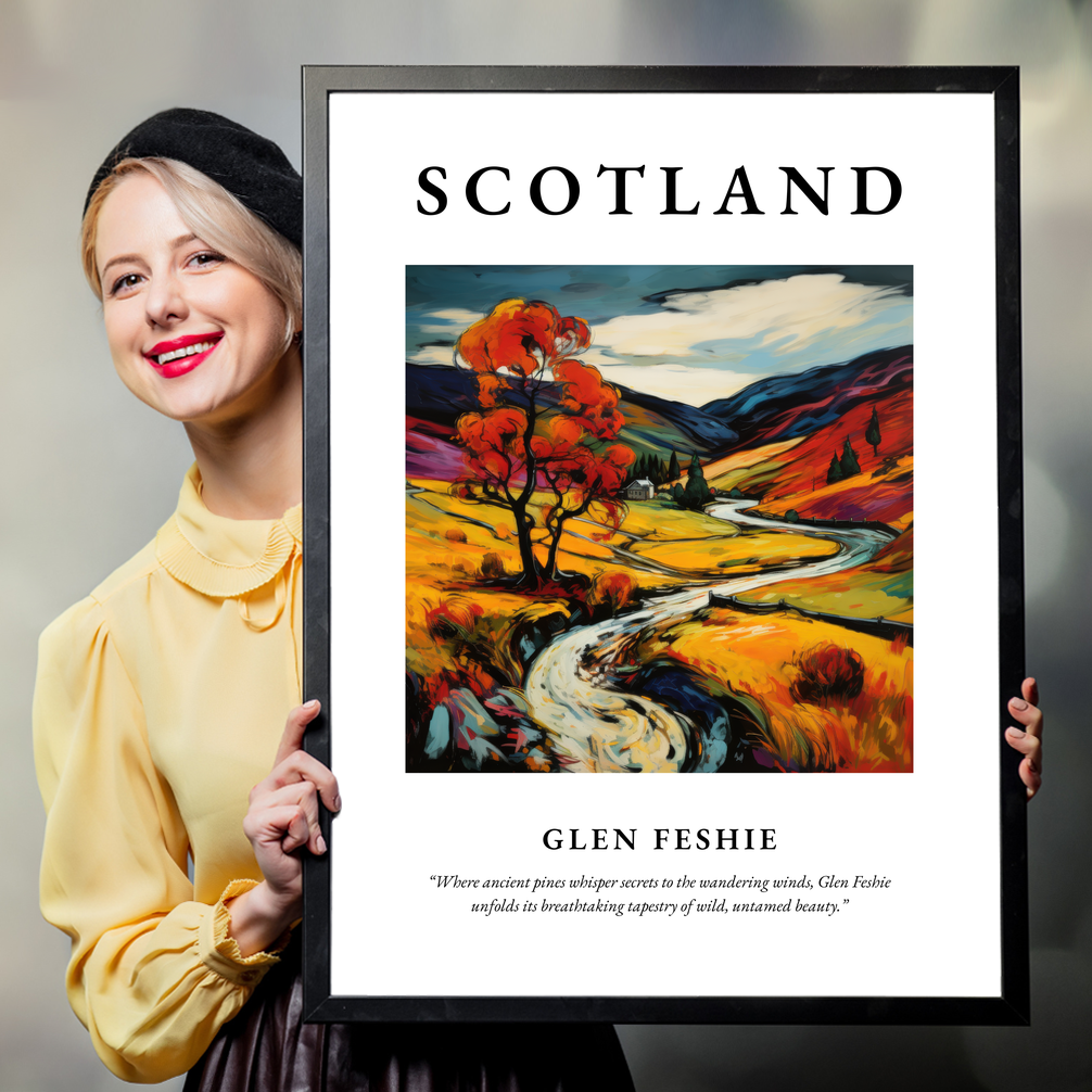 Person holding a poster of Glen Feshie