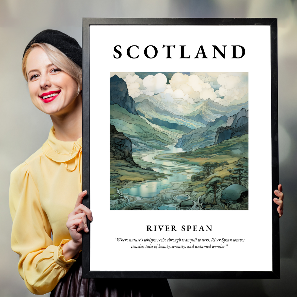 Person holding a poster of River Spean