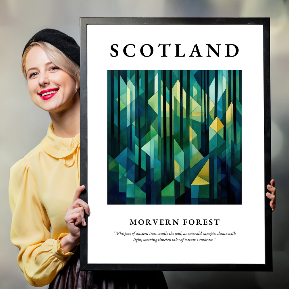 Person holding a poster of Morvern Forest