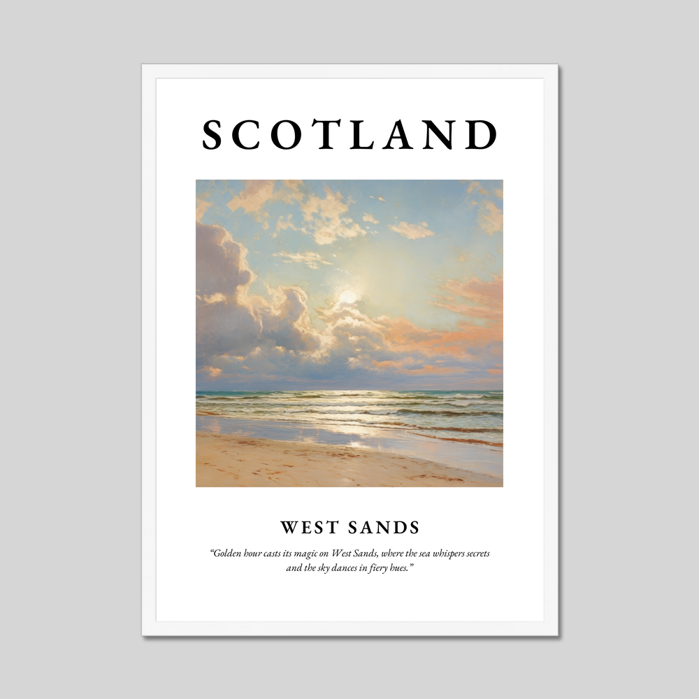 Poster in a white frame with the word Scotland