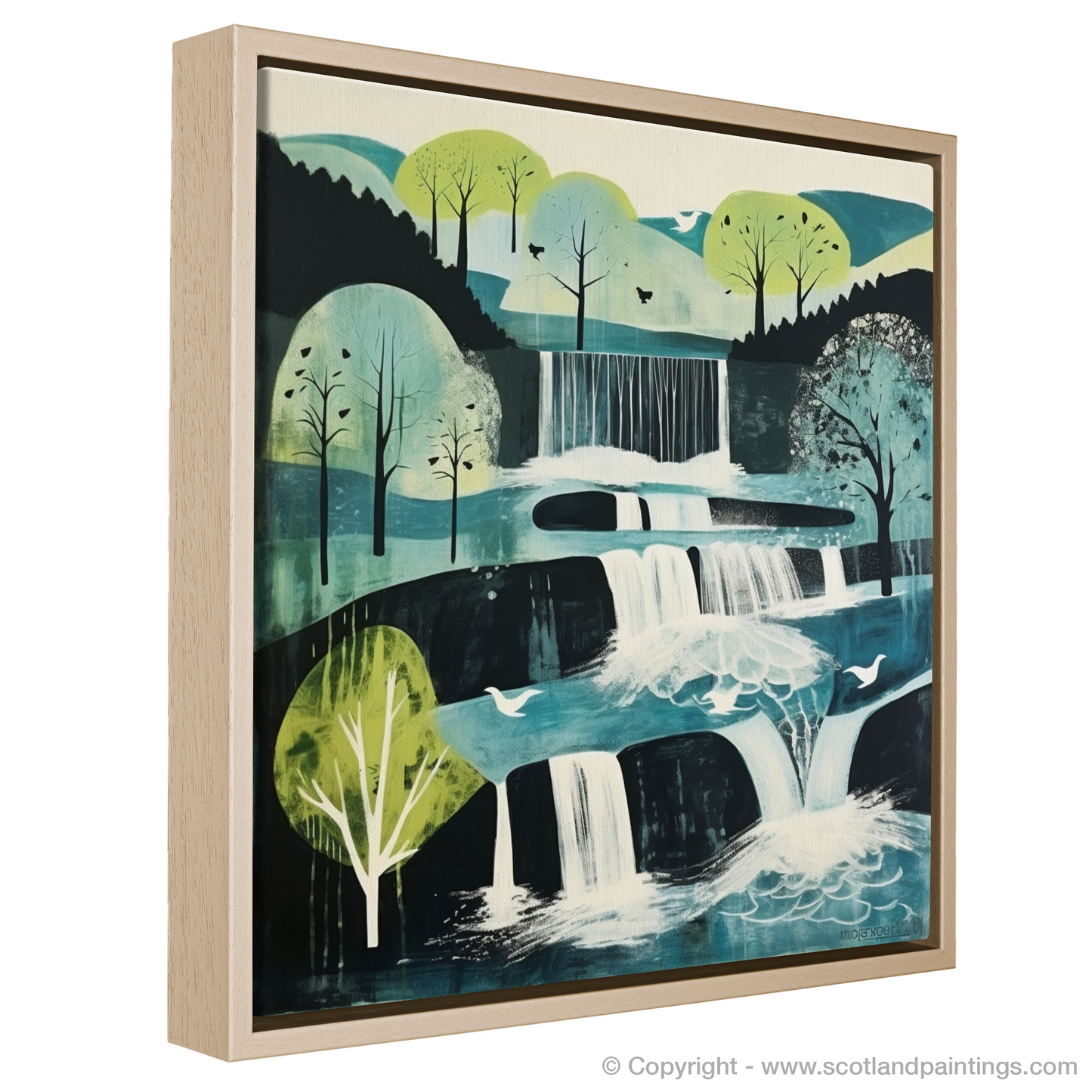 Enchanted Cascades of Tarf: A Naive Art Tribute to Perthshire's Waterfall Wonderland