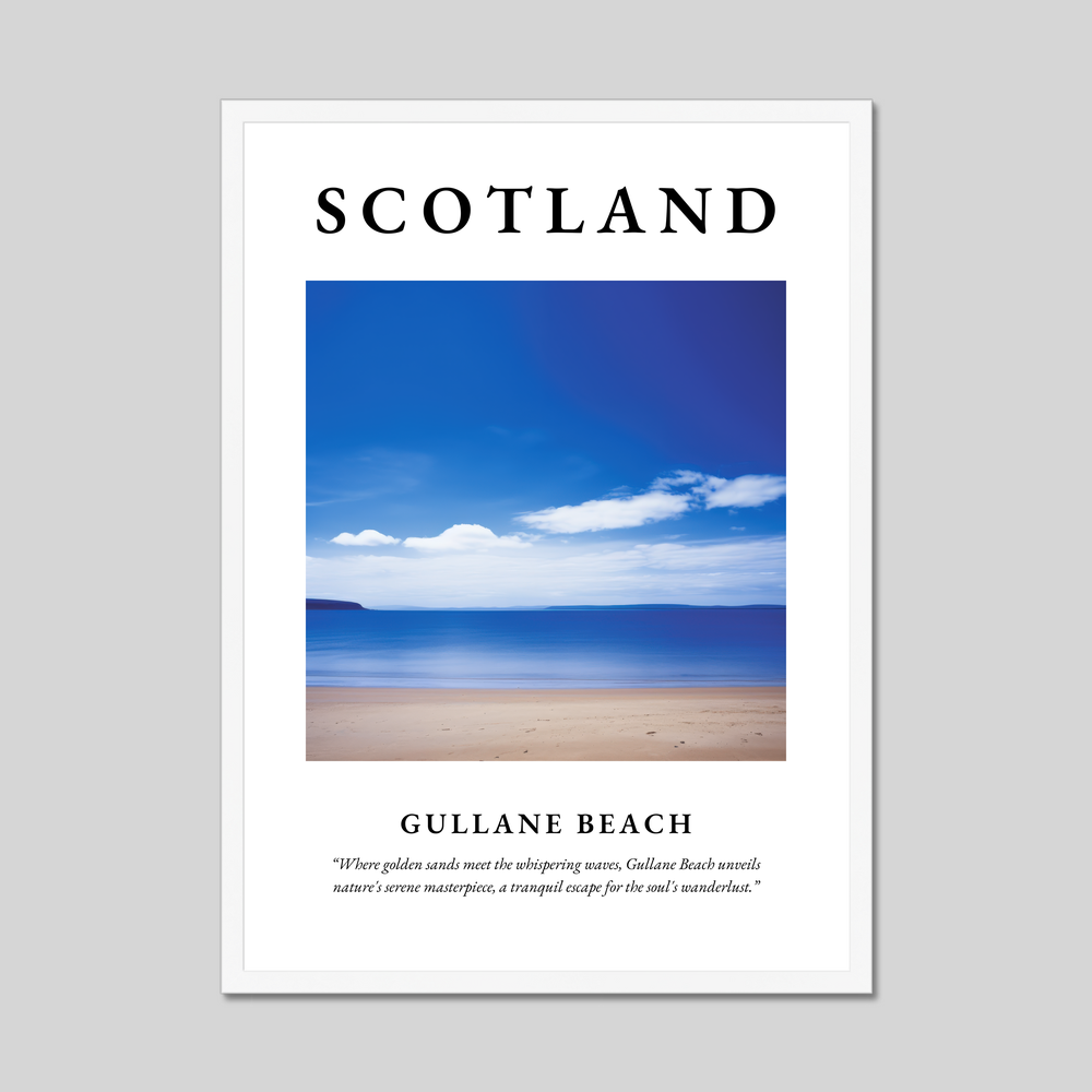 Poster in a white frame with the word Scotland