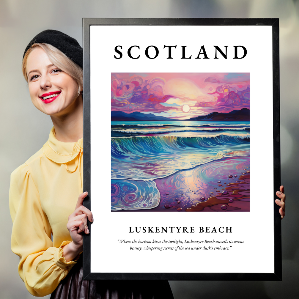 Person holding a poster of Luskentyre Beach