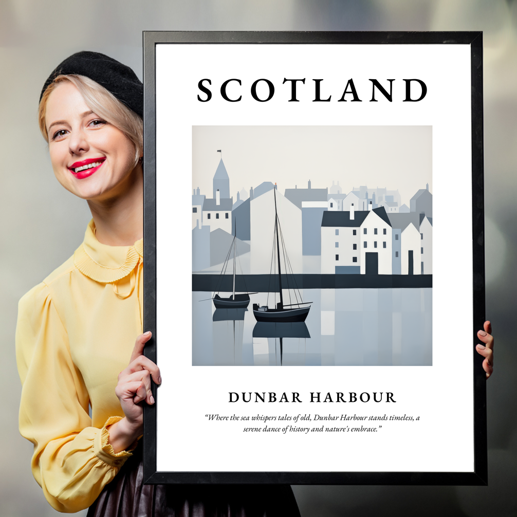 Person holding a poster of Dunbar Harbour