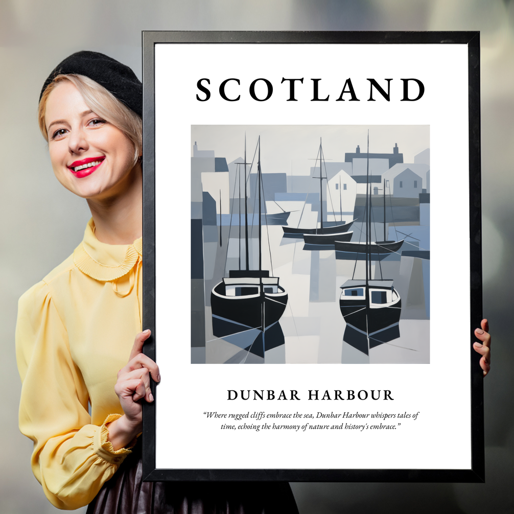 Person holding a poster of Dunbar Harbour