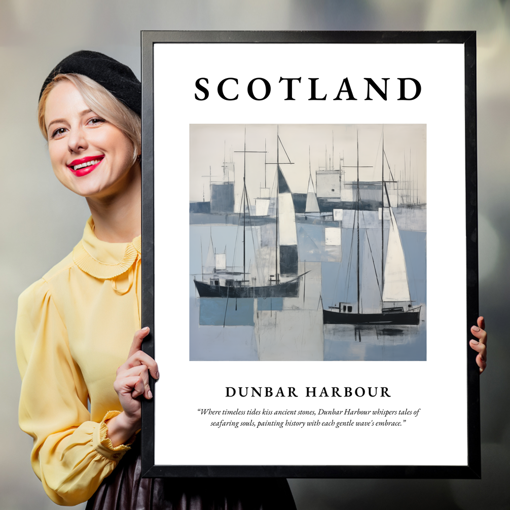 Person holding a poster of Dunbar Harbour