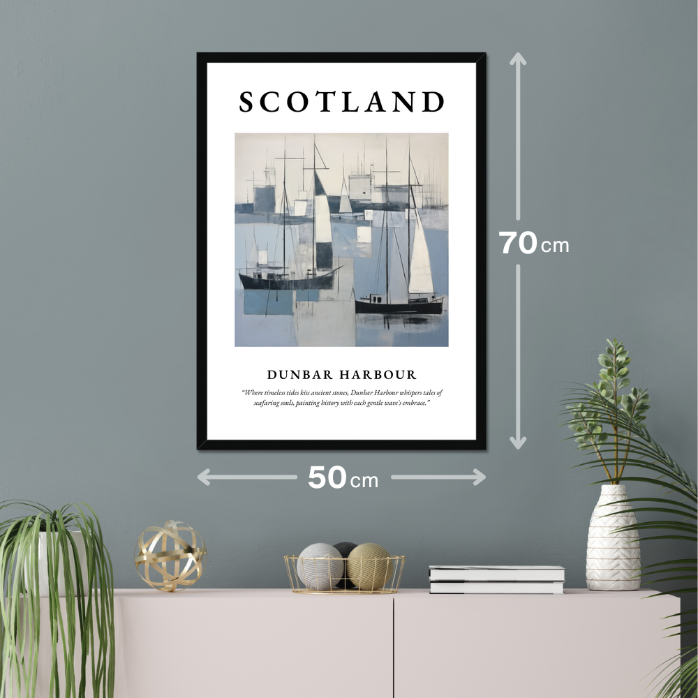 Poster of Dunbar Harbour hanging on a wall