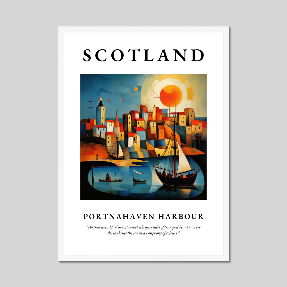 Poster in a white frame with the word Scotland