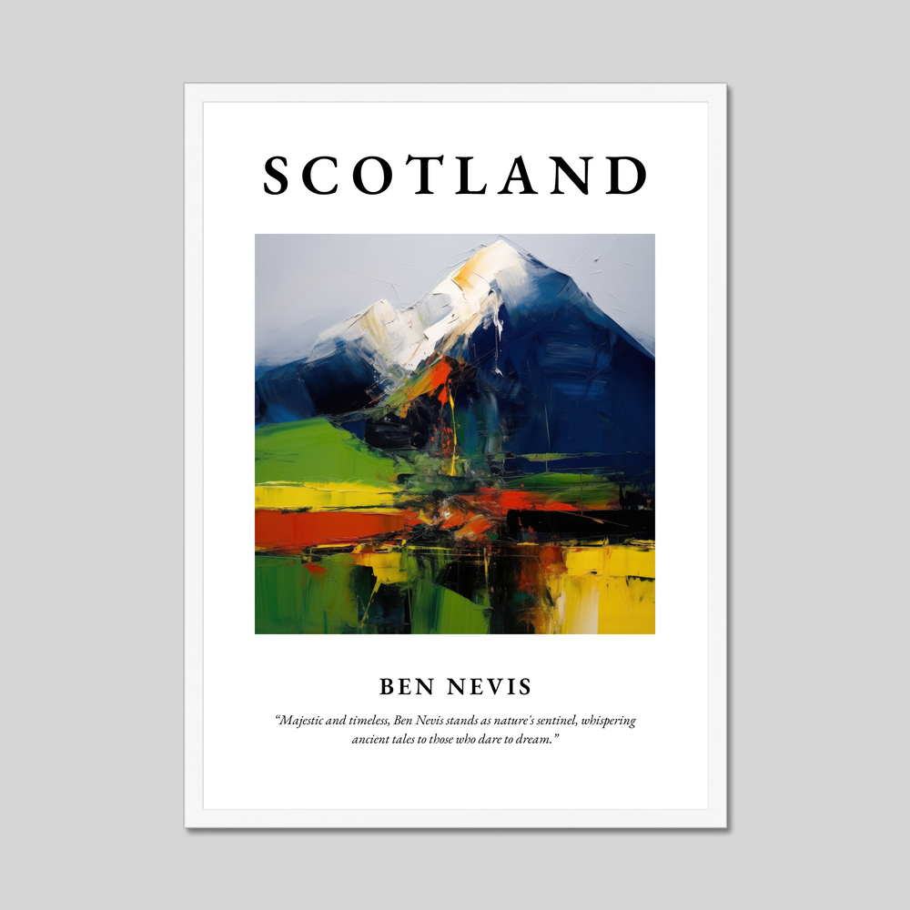 Poster in a white frame with the word Scotland