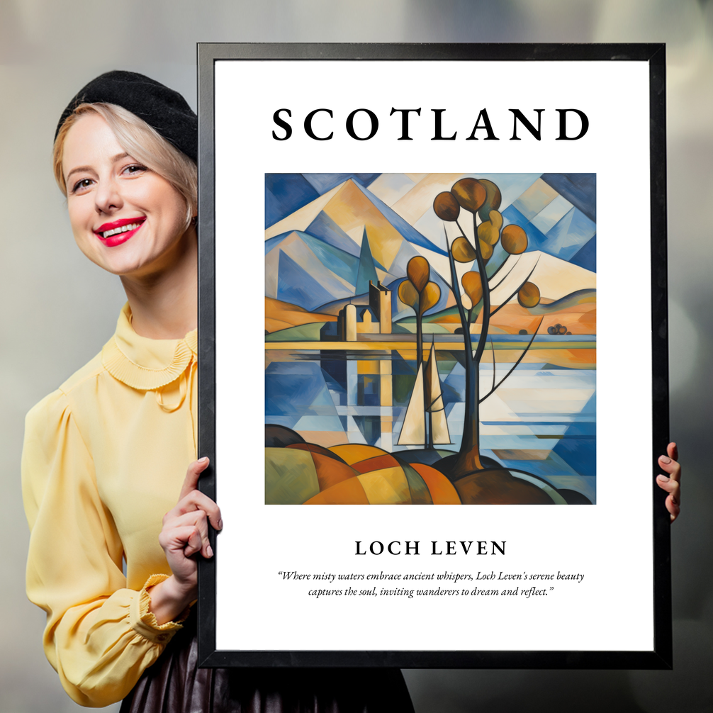 Person holding a poster of Loch Leven