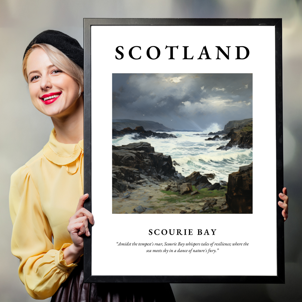 Person holding a poster of Scourie Bay