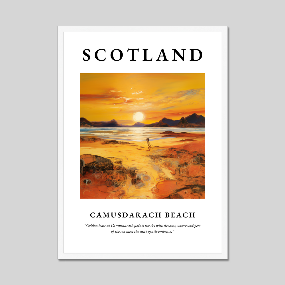 Poster in a white frame with the word Scotland