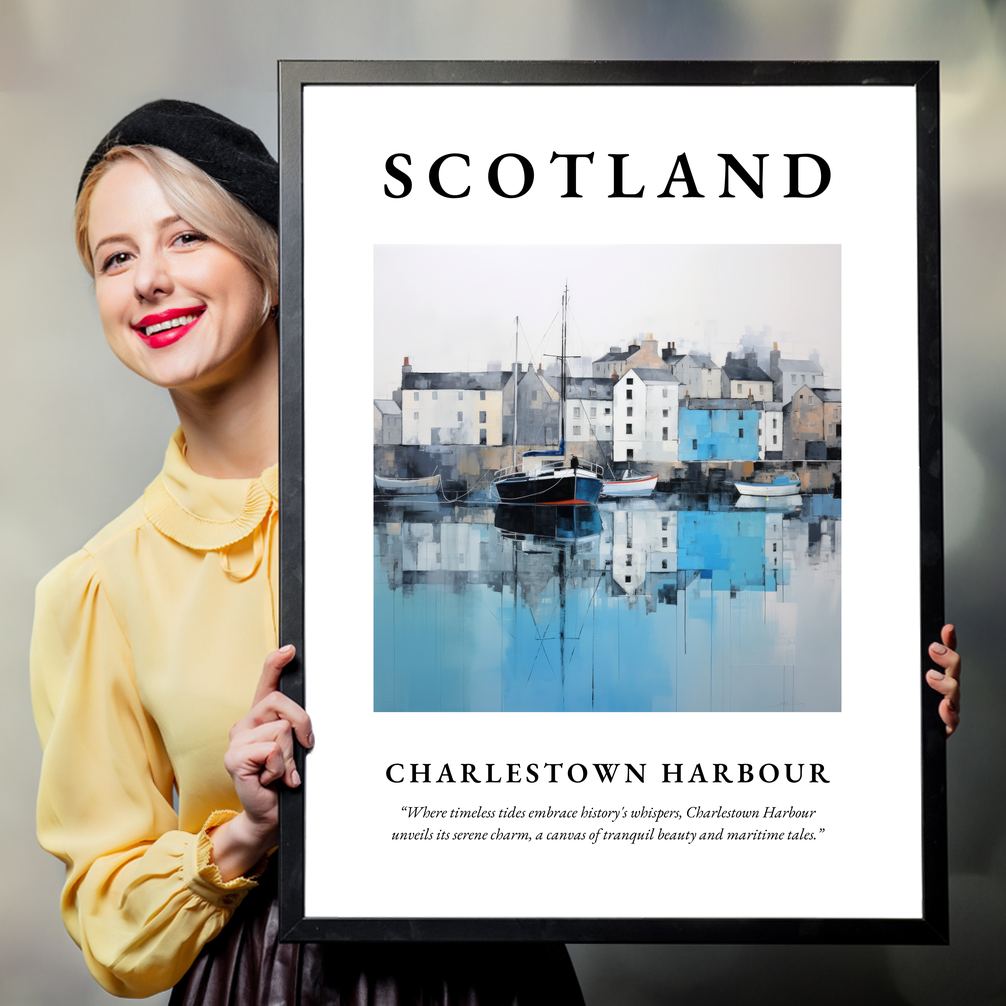 Person holding a poster of Charlestown Harbour