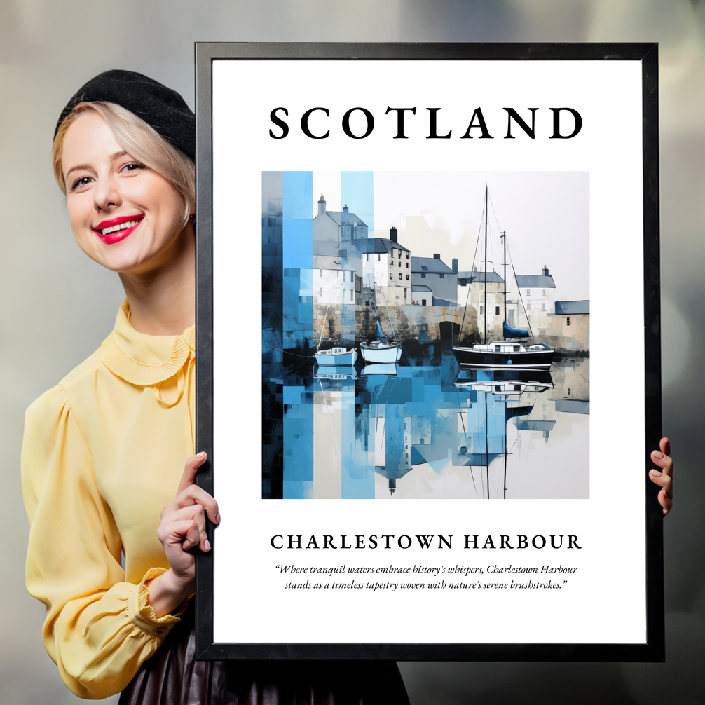 Person holding a poster of Charlestown Harbour