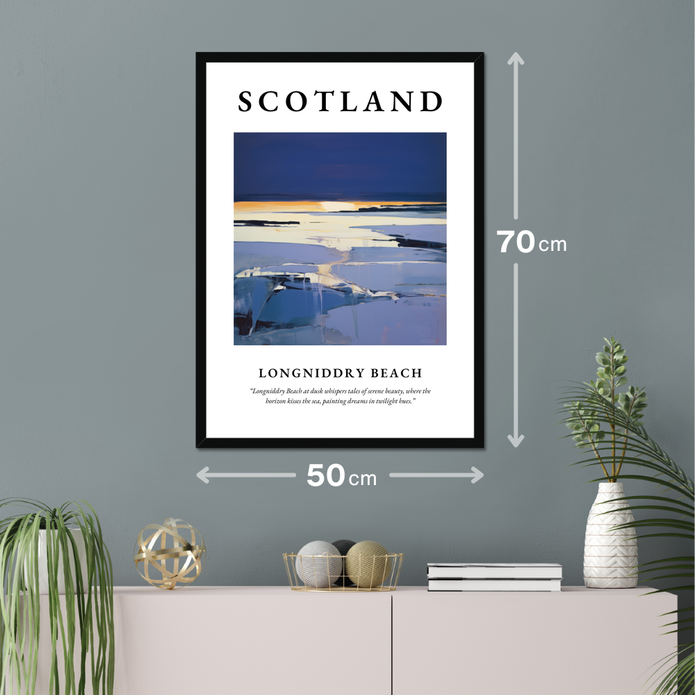 Poster of Longniddry Beach hanging on a wall