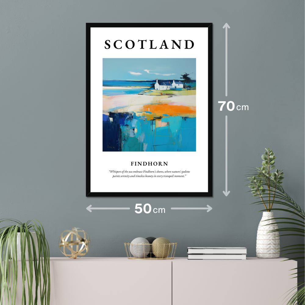 Poster of Findhorn hanging on a wall