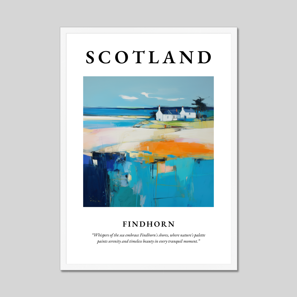 Poster in a white frame with the word Scotland