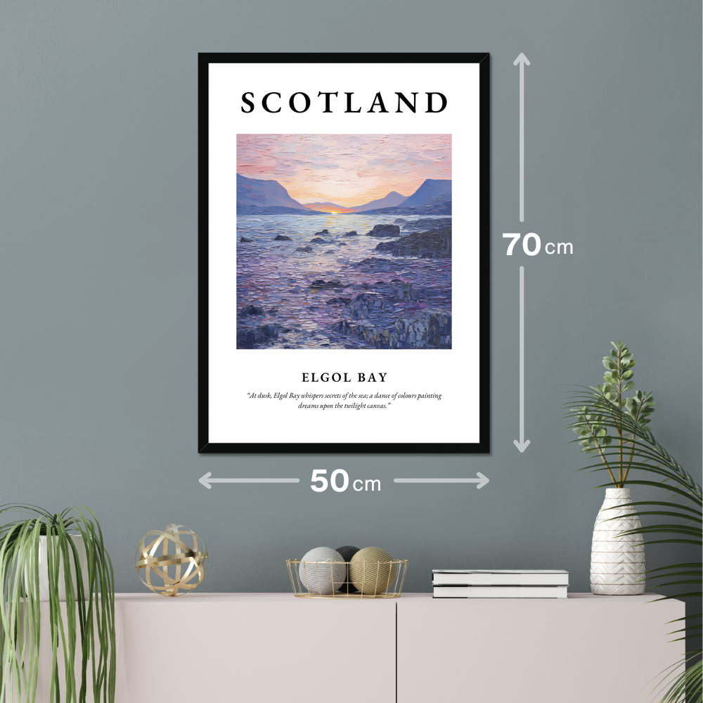 Poster of Elgol Bay hanging on a wall