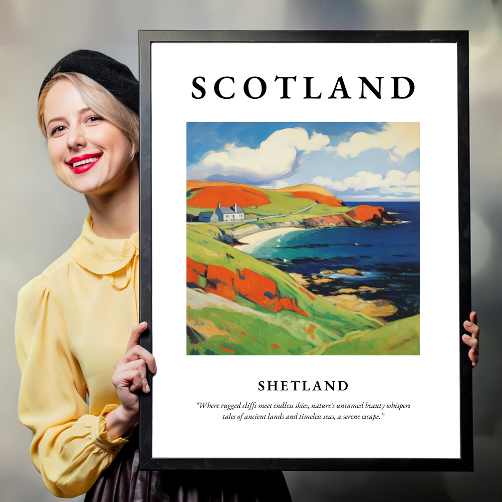 Person holding a poster of Shetland