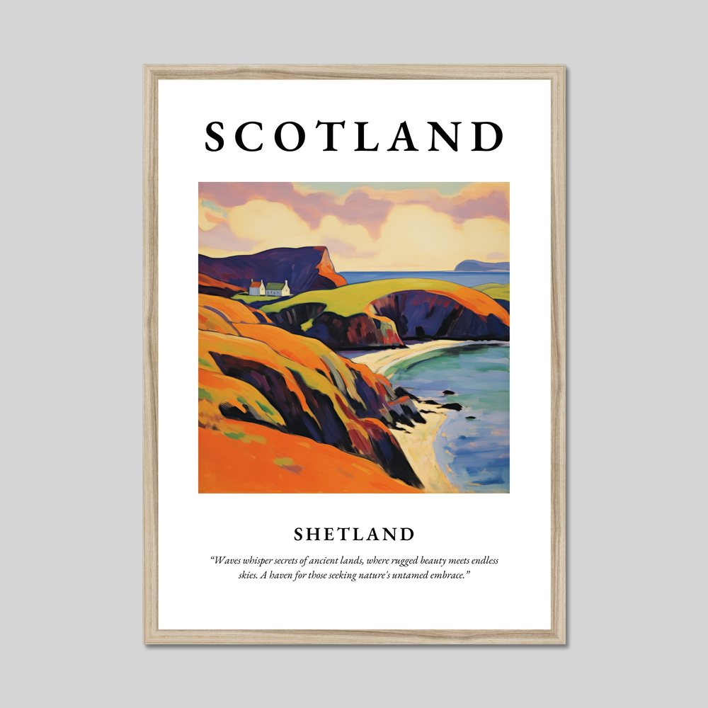 Poster in a natural frame with the word Scotland