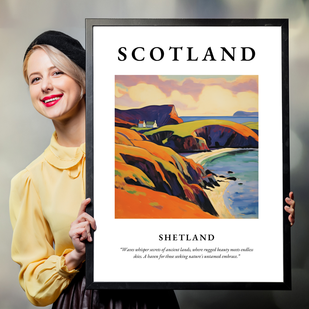 Person holding a poster of Shetland