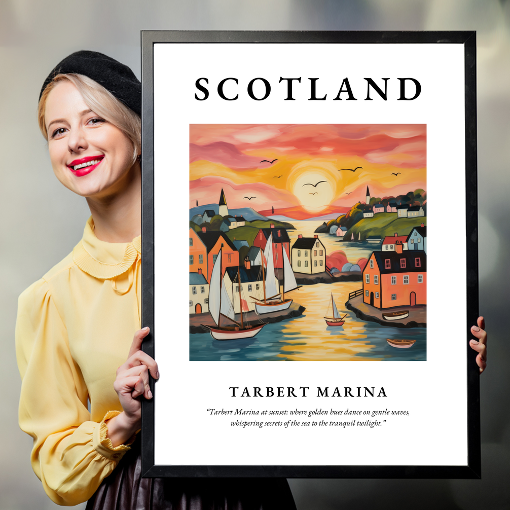 Person holding a poster of Tarbert Marina