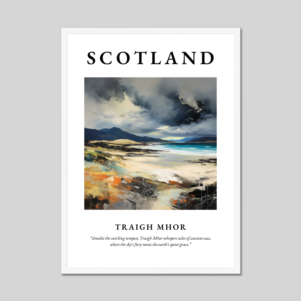 Poster in a white frame with the word Scotland