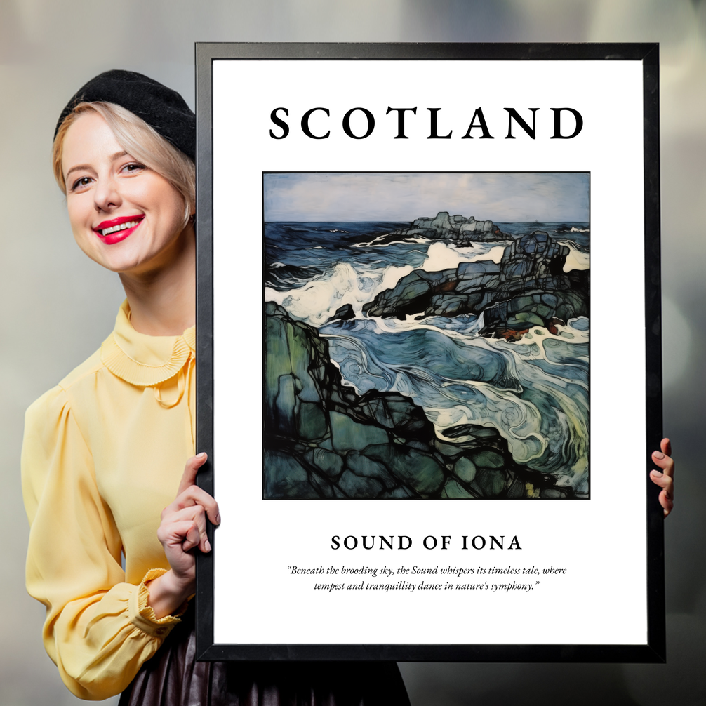 Person holding a poster of Sound of Iona