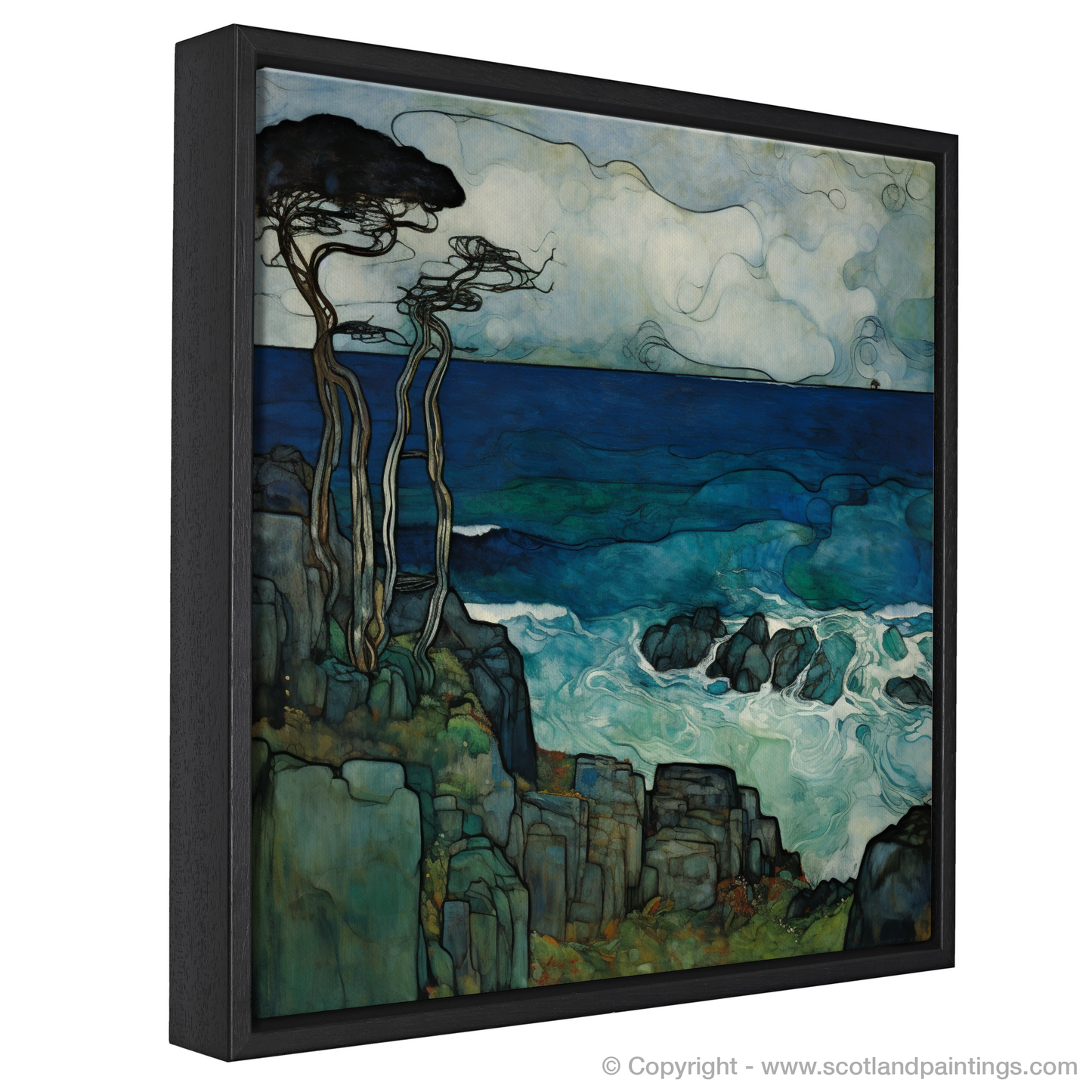 Storm Over Sound of Iona: An Art Nouveau Tribute to Scottish Coves