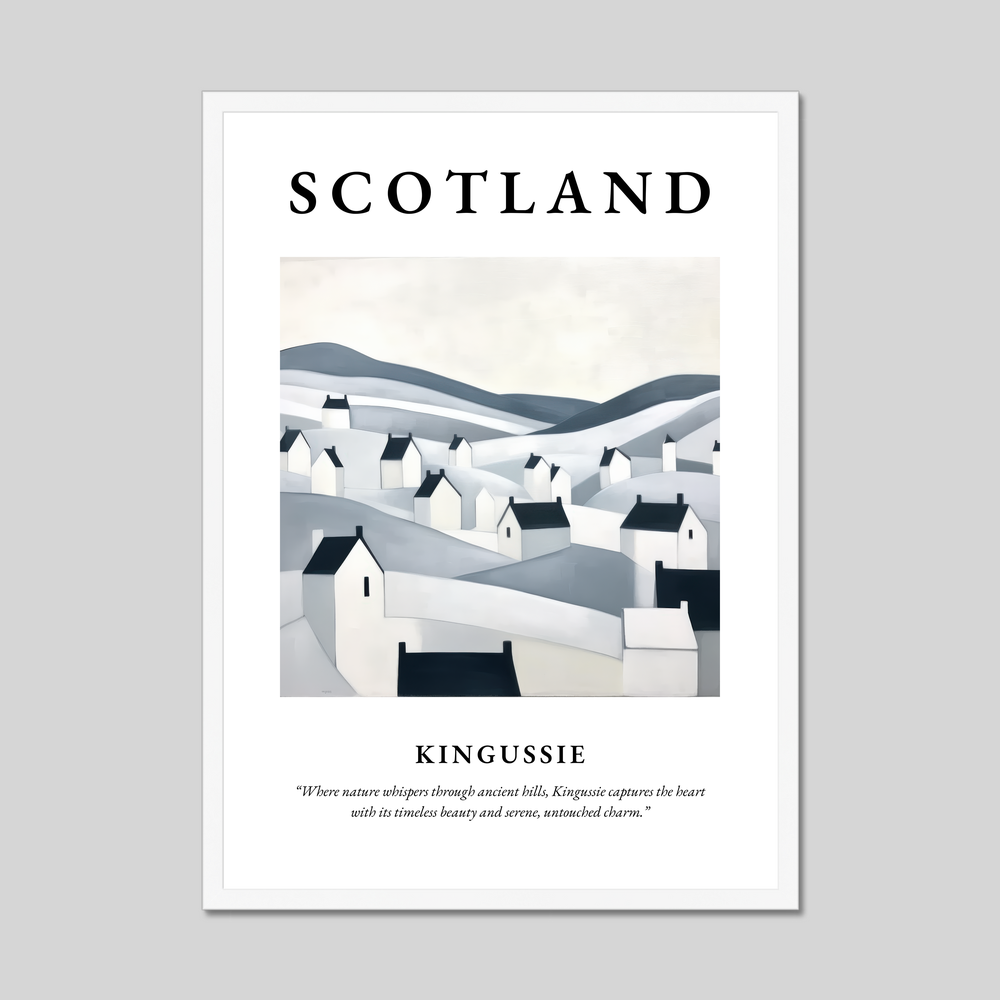 Poster in a white frame with the word Scotland