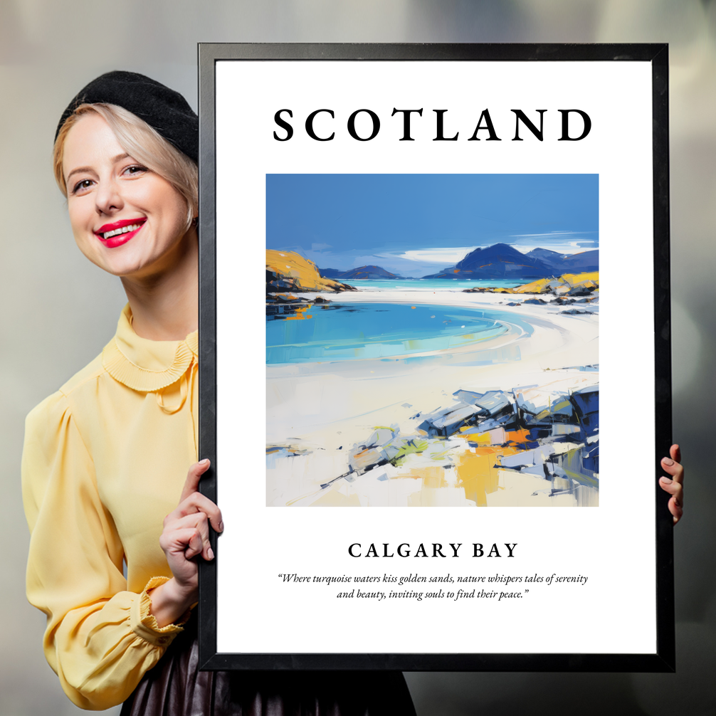 Person holding a poster of Calgary Bay