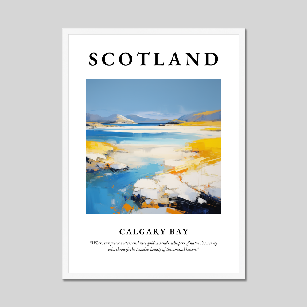 Poster in a white frame with the word Scotland