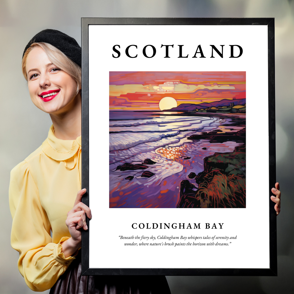 Person holding a poster of Coldingham Bay