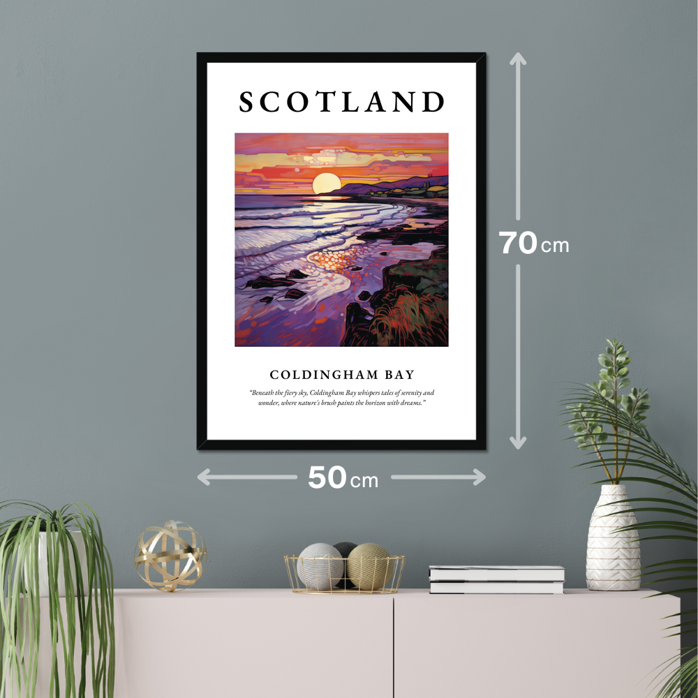 Poster of Coldingham Bay hanging on a wall