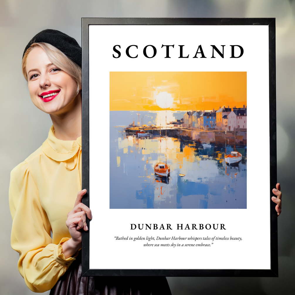 Person holding a poster of Dunbar Harbour