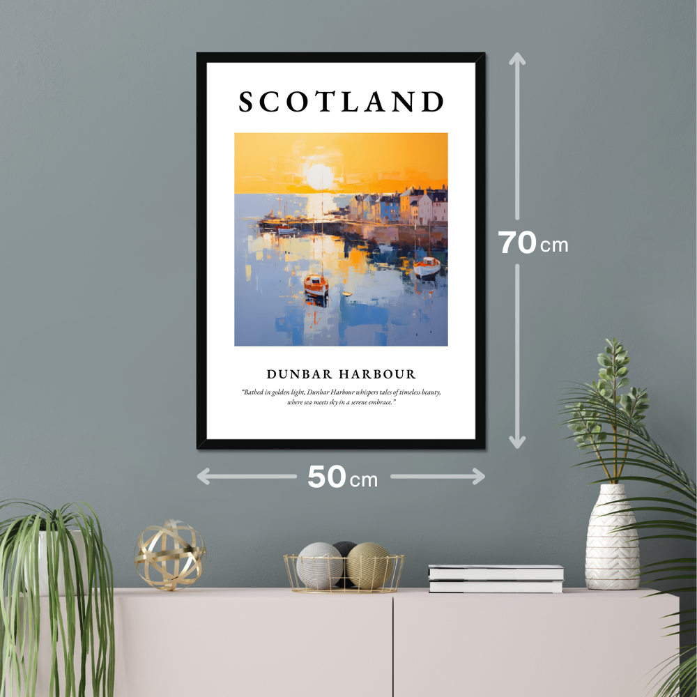 Poster of Dunbar Harbour hanging on a wall