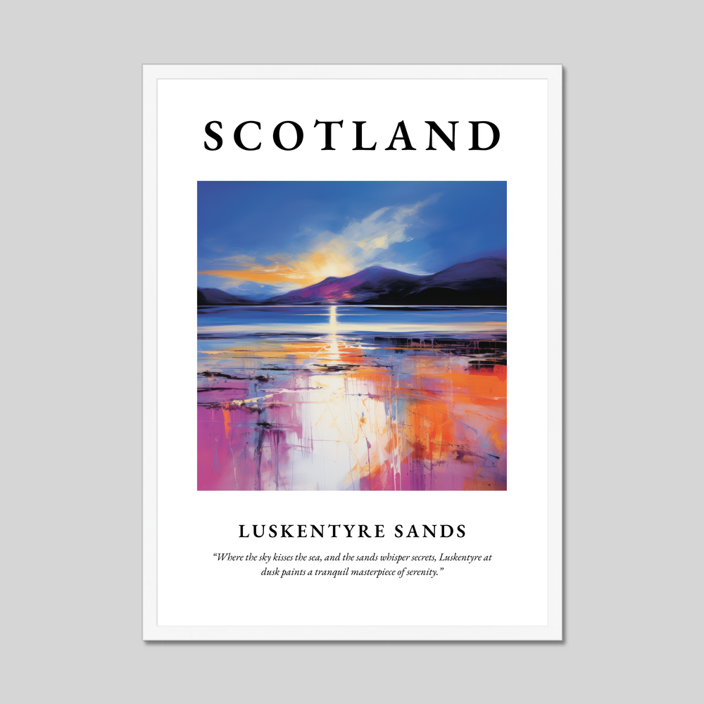 Poster in a white frame with the word Scotland