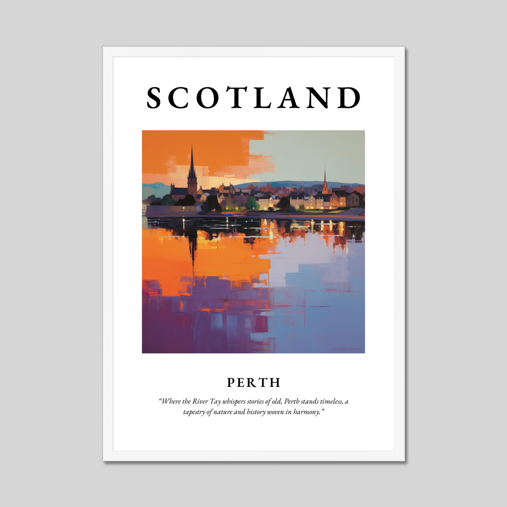 Poster in a white frame with the word Scotland