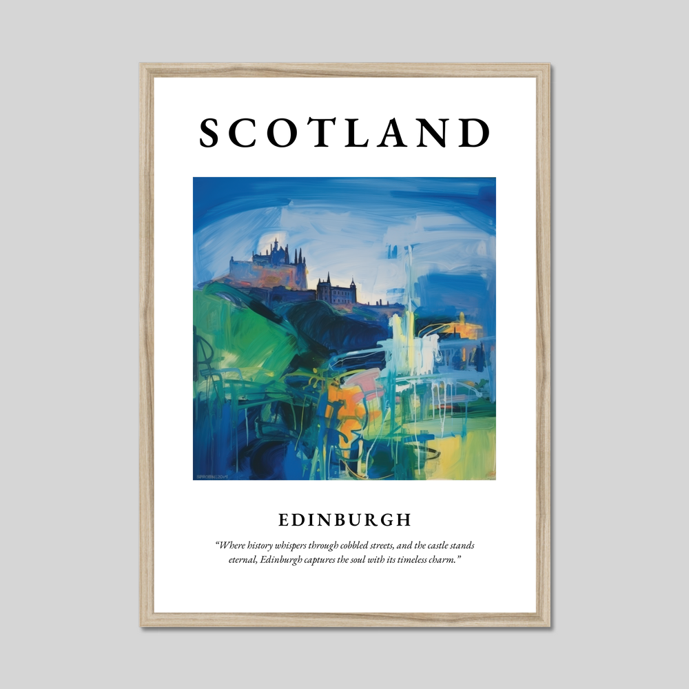 Poster in a natural frame with the word Scotland