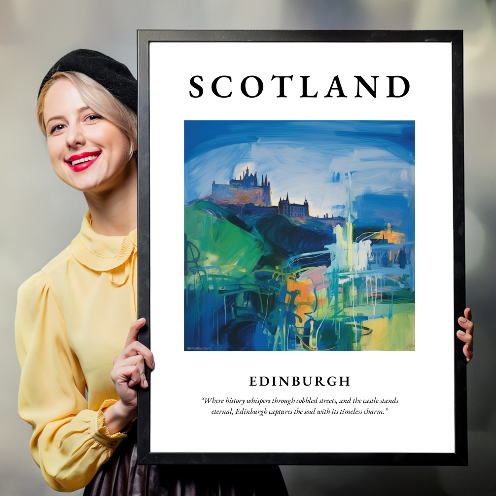 Person holding a poster of Edinburgh