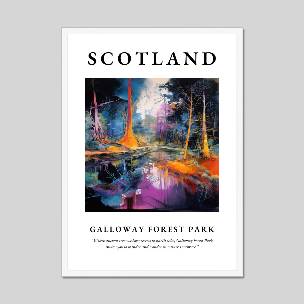 Poster in a white frame with the word Scotland