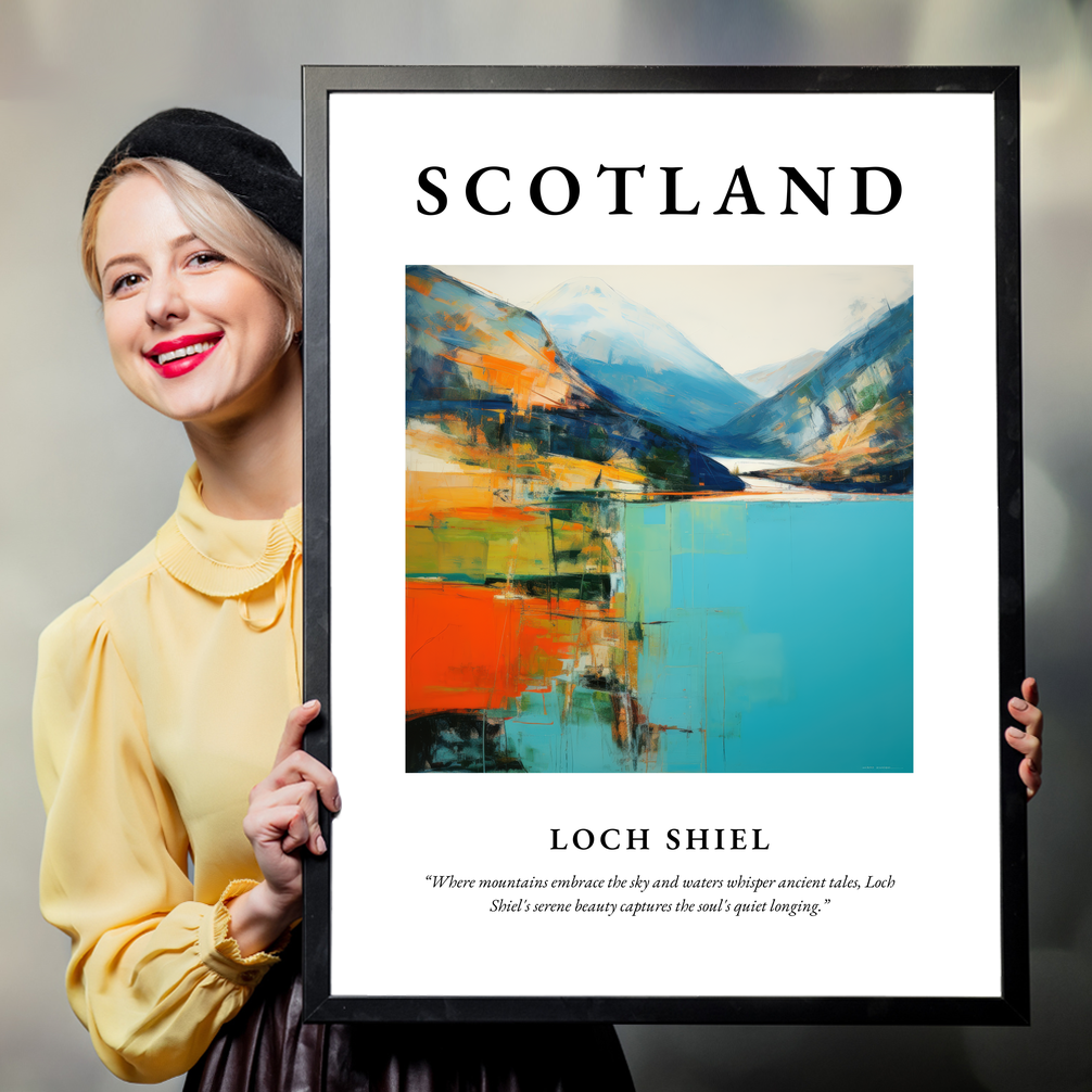 Person holding a poster of Loch Shiel