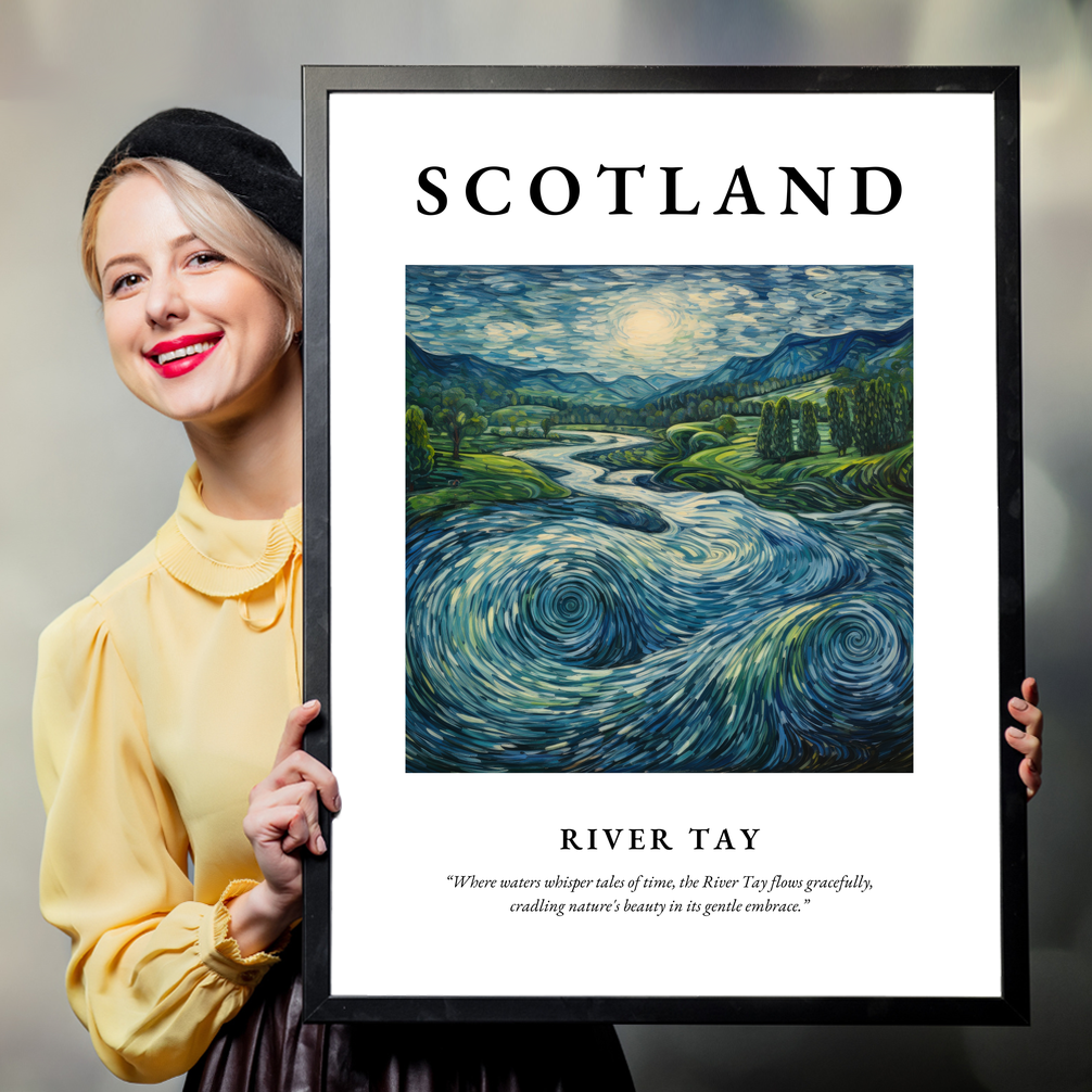 Person holding a poster of River Tay