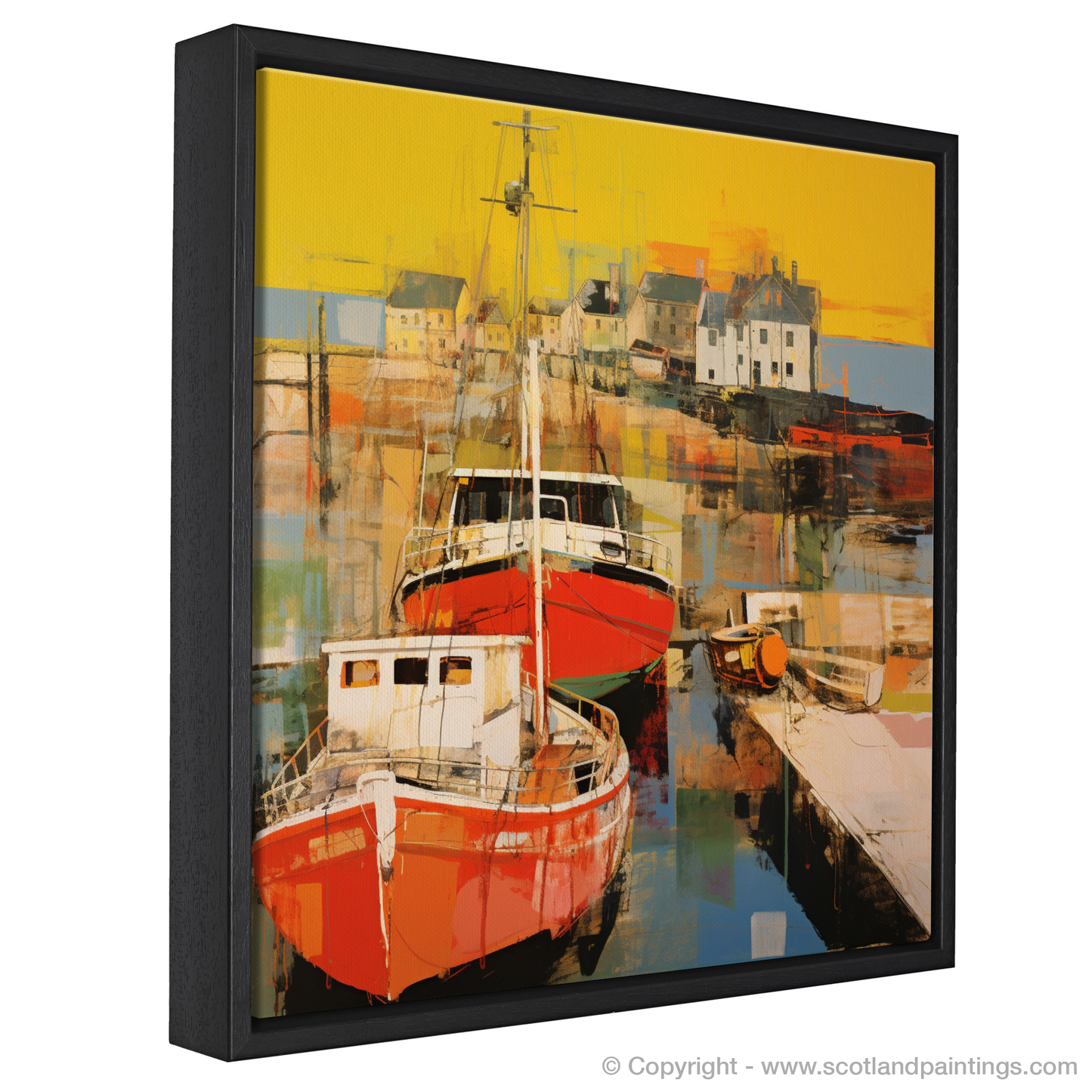 Golden Hour at Dunbar Harbour: A Pop Art Ode to Scottish Seascapes